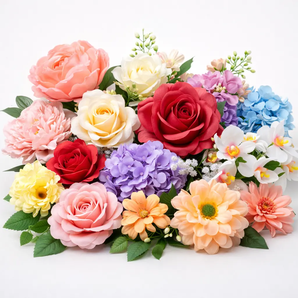 Premium Artificial Flowers Collection - Various Types, Colors and Sizes for Decoration